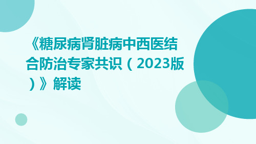 《糖尿病肾脏病中西医结合防治专家共识(2023版)》解读ppt课件