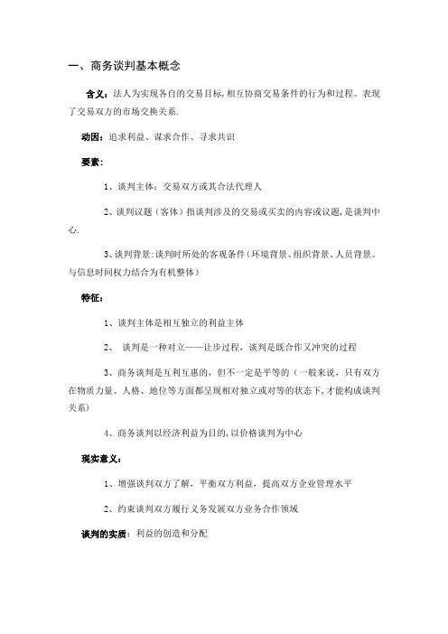 商务谈判期末考试复习重点