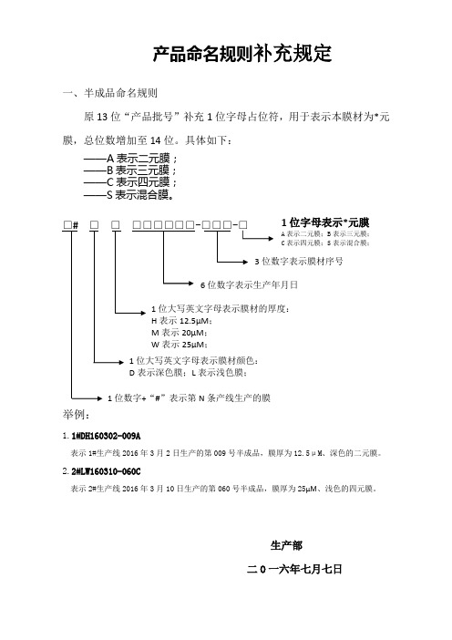 产品命名规则规定