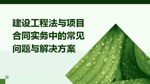 建设工程法与项目合同实务中的常见问题与解决方案