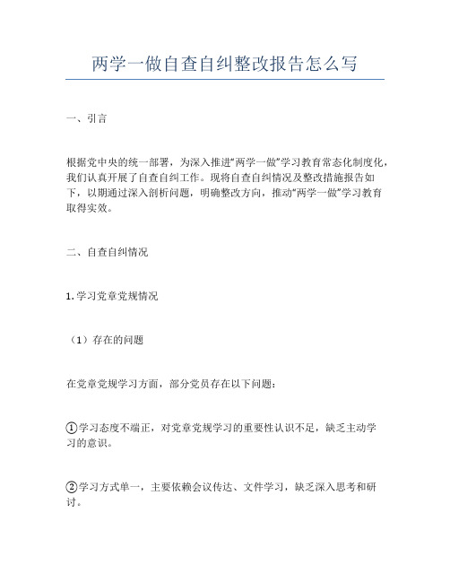 两学一做自查自纠整改报告怎么写