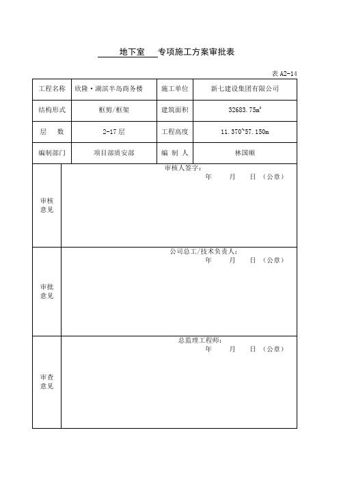 专项施工方案审批表