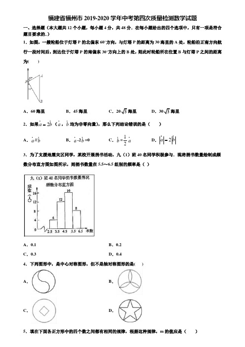 福建省福州市2019-2020学年中考第四次质量检测数学试题含解析