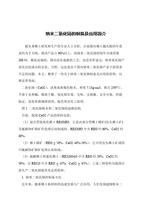 【精品文章】纳米二氧化铈的制备及应用简介