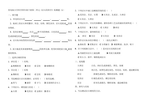 (完整版)四年级科学下册第二单元《岩石的科学》单元检测题1