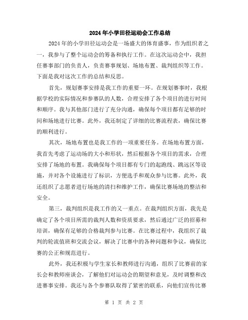2024年小学田径运动会工作总结