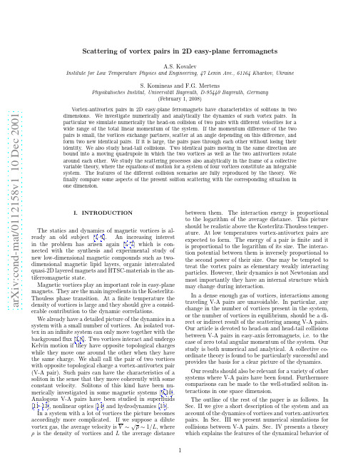 Scattering of vortex pairs in 2D easy-plane ferromagnets