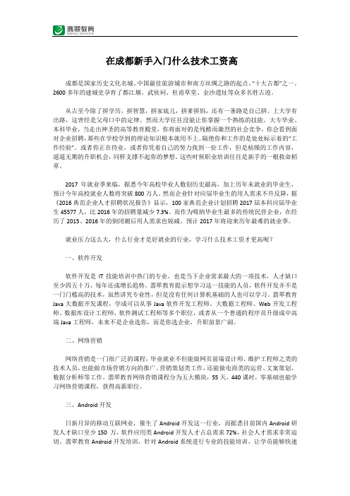 在成都新手入门什么技术工资高