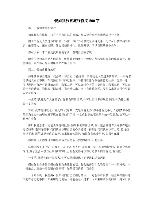 假如我独自旅行作文200字