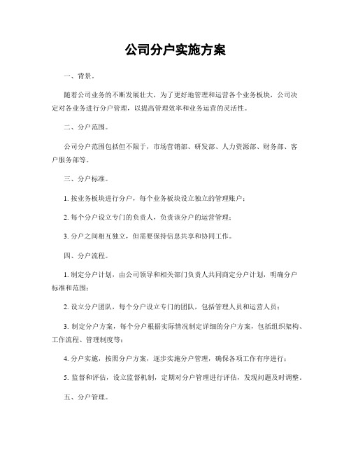 公司分户实施方案