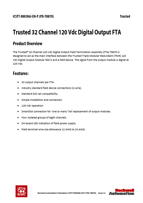 罗克韦尔自动化 Trusted 32 通道 120 V 直流数字输出 FTA 说明书 - ICSTT