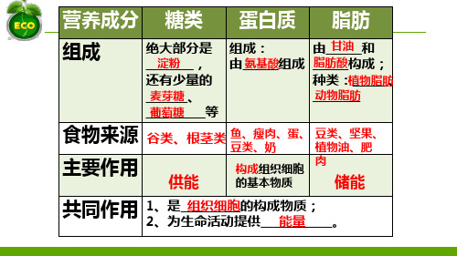 第一节食物的营养成分课件2022-2023学年济南版生物七年级下册