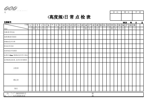 (高度规)日 常 点 检 表