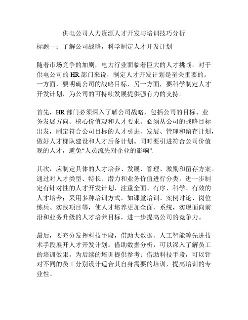 供电公司人力资源人才开发与培训技巧分析