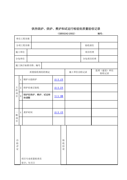 【管理精品】供热锅炉、烘炉、煮炉和试运行检验批质量验收记录