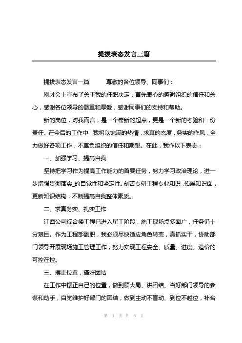 202x年提拔表态发言三篇