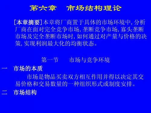 第六章  市场结构理论