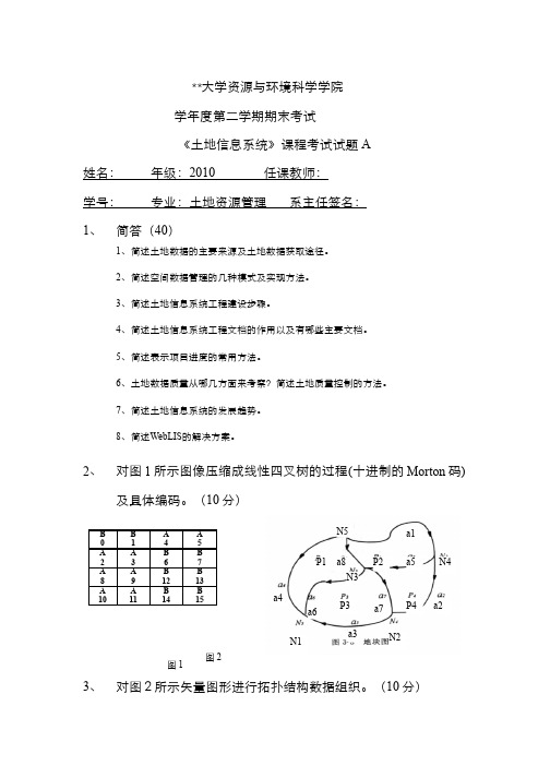 土地信息系统课程期末考试试卷和参考答案D