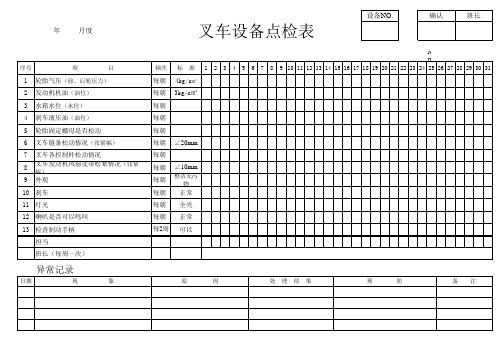 叉车设备点检表