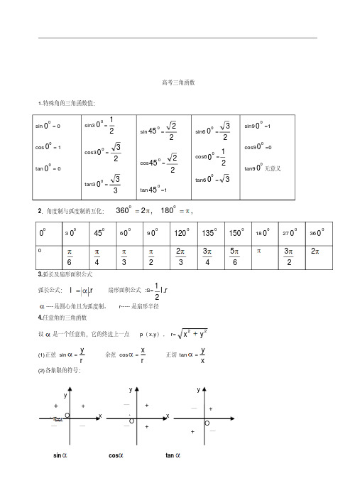 3高中数学三角函数知识点总结