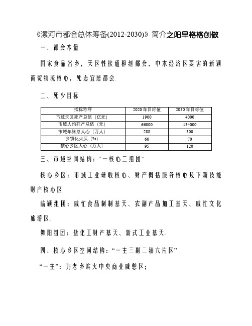 漯河市城市总体规划