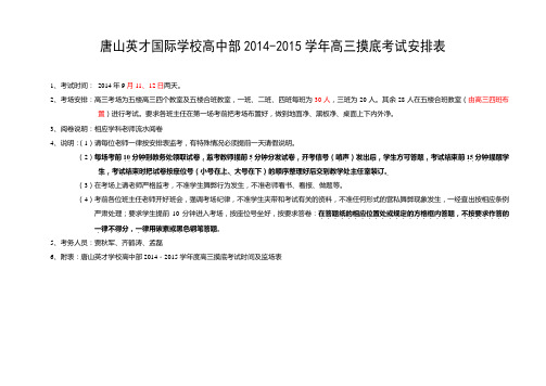 2014-2015学年高中部第一学期高三摸底考试