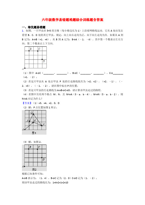 六年级数学易错题难题综合训练题含答案