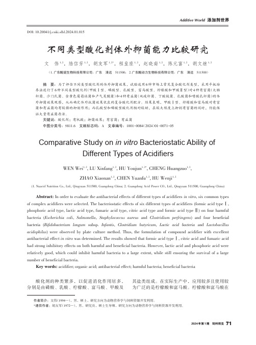 不同类型酸化剂体外抑菌能力比较研究