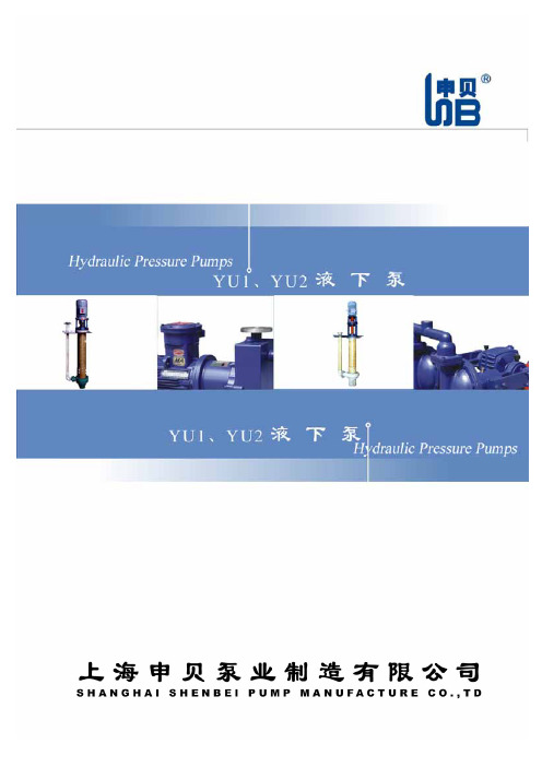 上海申贝泵业制造 YU1 2 液下泵 说明书