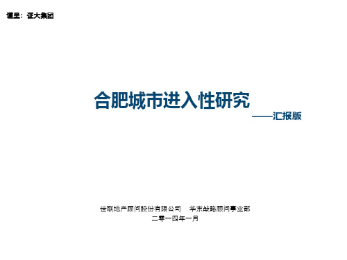 2019合肥证大集团城市进入性研究