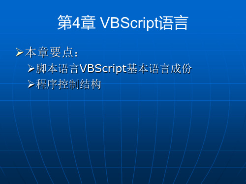 第4章 VB脚本语言