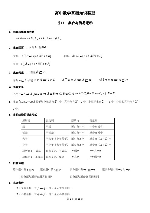 高中数学基础知识 