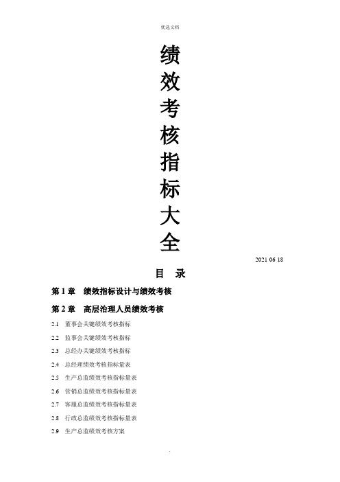 绩效考核指标大全(考核方案及指标库)