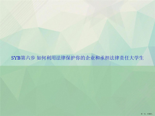 SYB第六步 如何利用法律保护你的企业和承担法律责任大学生讲课文档