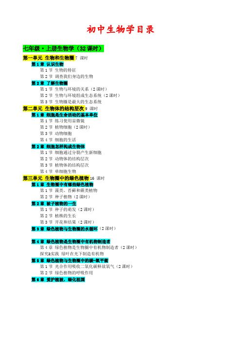 初中生物学目录