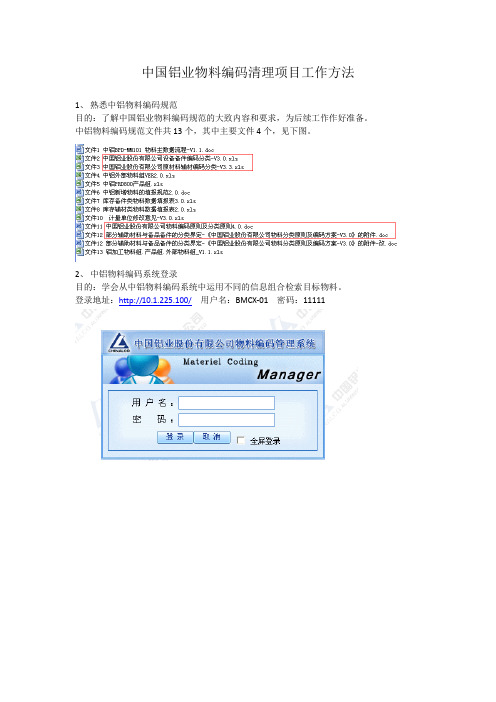 中国铝业物料编码清理项目工作方法