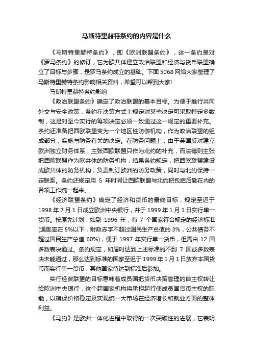 马斯特里赫特条约的内容是什么