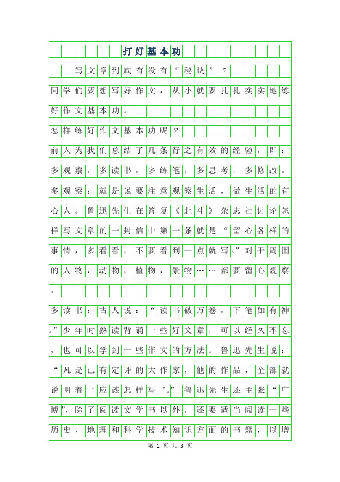 2019年小升初作文指导-打好作文基本功