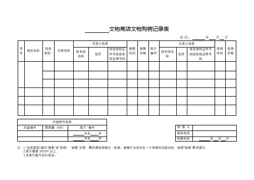 文物购销记录表