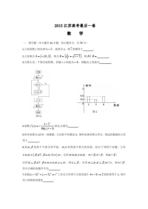 2015年高考最后一卷数学试卷含答案解析