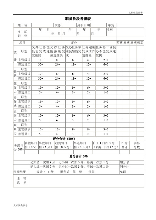 职员阶段考绩表