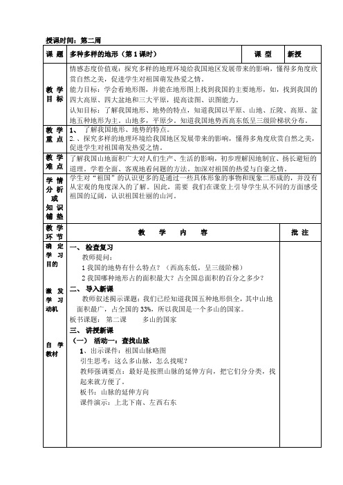 1-2多种多样的地形(第2课时)
