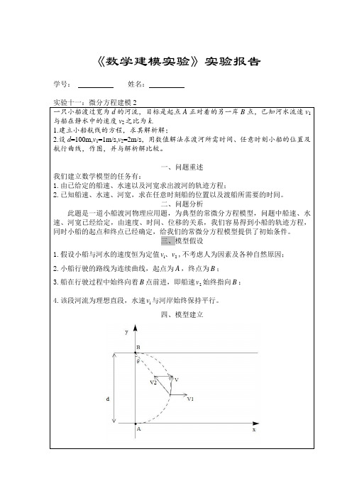 数学建模实验报告11详解