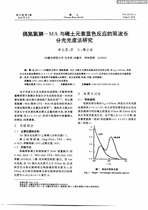 偶氮氯膦—MA与稀土元素显色反应的双波长分光光度法研究