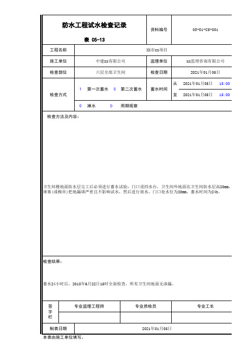 C5-13防水工程试水检查记录