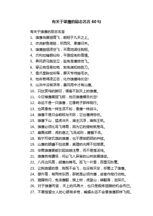 有关于雄鹰的励志名言60句