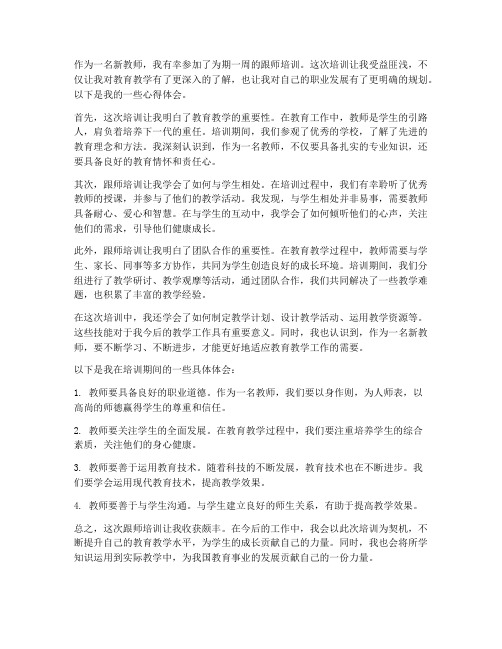 新教师跟师培训心得体会