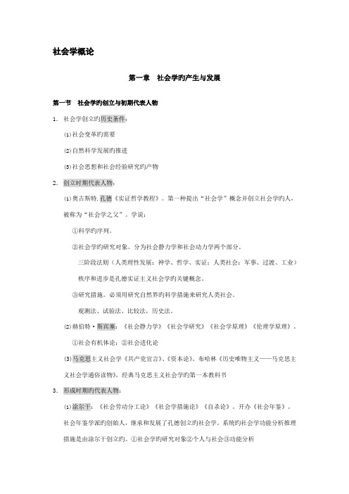 2023年自考社会学概论复习资料整理