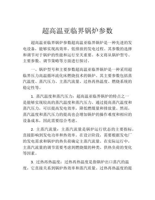 超高温亚临界锅炉参数