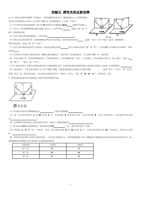 实验五 探究光的反射定律